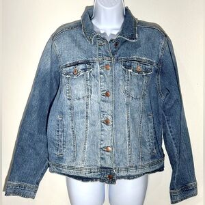Universal Thread Women's Jean Denim Jacket Distressed Light Blue Size L